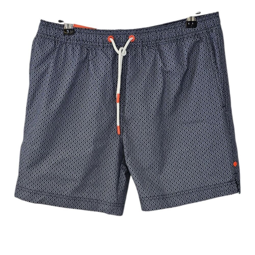 SWIMS Mens Fiordo Board Shorts, Swimming Shorts, Blue Pattern, 6" Size Small